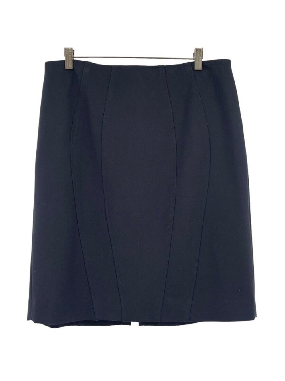 Donna Degnan women's dark navy Ponte knit skirt zip detail straight size 16